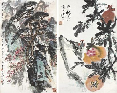 潘韵 张辛稼 乙卯（1975年）作 山水花卉 镜心