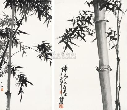邓白 卢坤峰 乙卯（1975年）作 墨竹 镜心