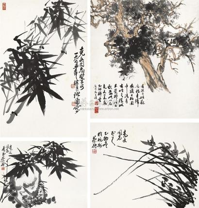 姚耕云 诸涵 蔡衍 乙卯（1975年）作 花卉 镜心