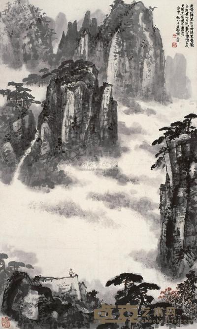梁树年 庚申（1980年）作 山水 立轴 114×68cm