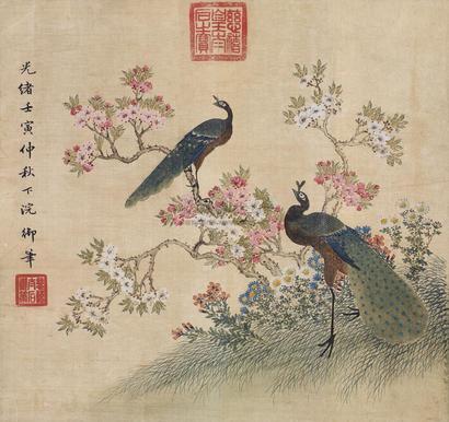 慈禧太后 1902年作 花开富贵 镜心