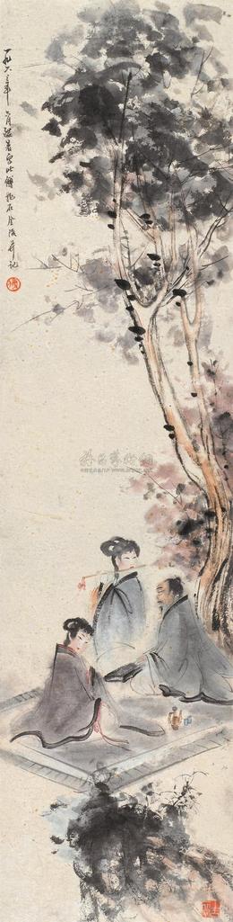 傅抱石 1963年作 东山丝竹图 立轴