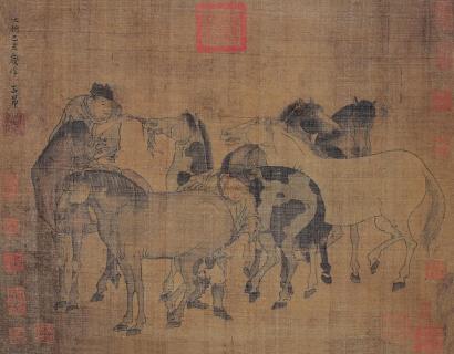 赵孟頫 大德己亥（1299年）作 牧马图 立轴
