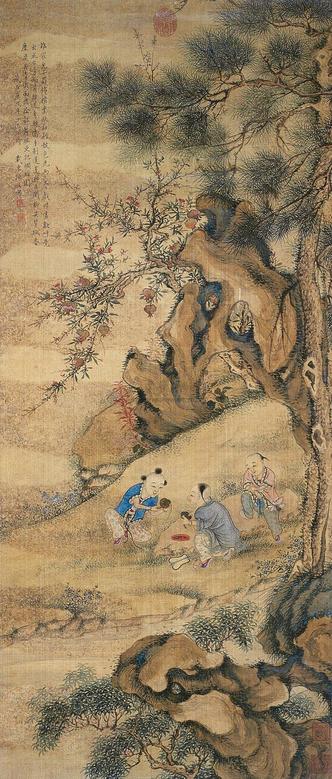 陈枚 庚午（1810年）作 百子图 立轴
