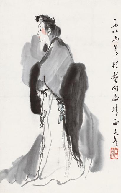 王子武 1989年作 梅妃 镜心