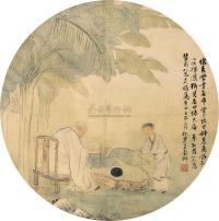 吴穀祥 壬辰（1892）年作 怀素学书图 团扇片