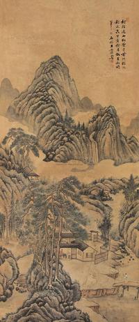 王藻 甲寅（1854）年作 深山远松 立轴