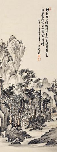 石溪 甲寅（1674）年作 山居图 立轴