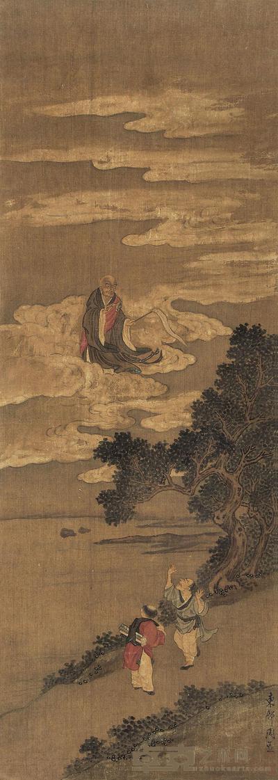 周臣 （款） 经童遇僊 立轴 108.5×39.5cm