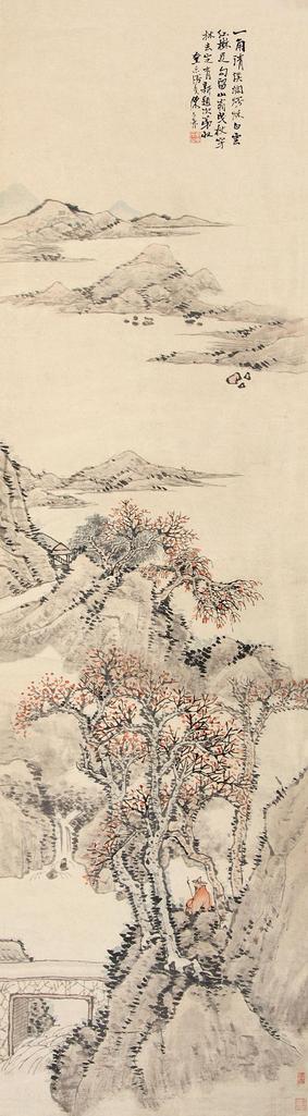 陈允升 溪山红树 立轴