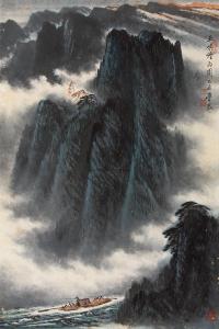 岑学恭 戊辰（1988）年作 巫峡烟雨 镜片