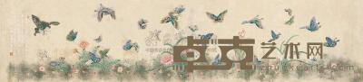 缪嘉惠 （款） 花蝶图 手卷 40.5×170cm