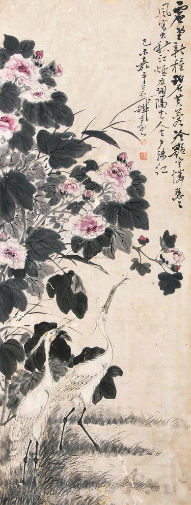 铁舟 己未（1799）年作 芙蓉双鹭 立轴