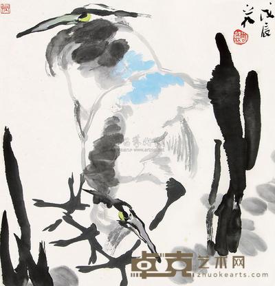 周之林 戊辰（1988）年作 双鹭图 立轴 68×65cm