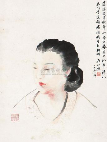 吴仲熊 1951年作 仕女图 镜片