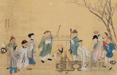 东篱弘 人物故事 立轴 52×81cm