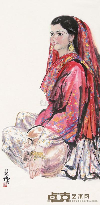林墉 少女 立轴 132×64.5cm