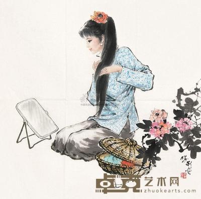 朱胜利 少女梳妆 镜心 68.5×68.7cm