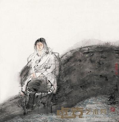 陈心懋 丙寅（1986）年作 牧牛少女 镜心 68×66.5cm