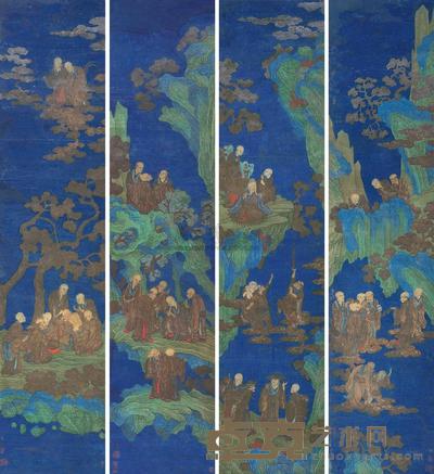 佚名 罗汉故事 （六幅选四） 立轴 195.5×43cm×6