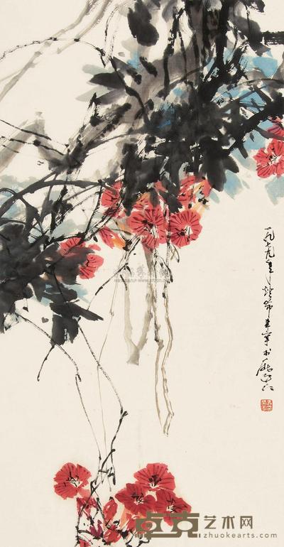 于希宁 1979年作 凌霄 立轴 64×34cm