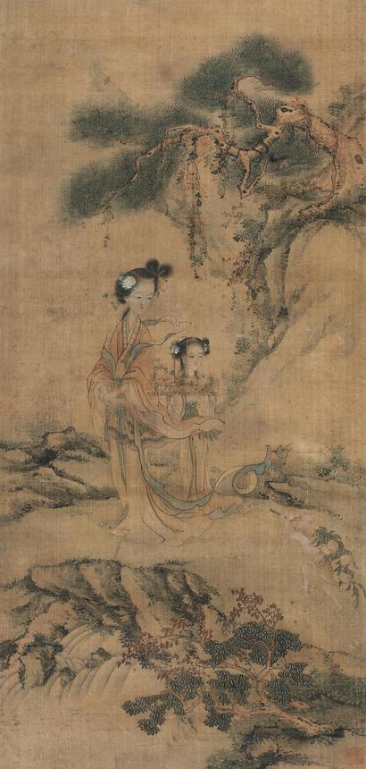 陈书 1990年作 麻姑献寿 立轴