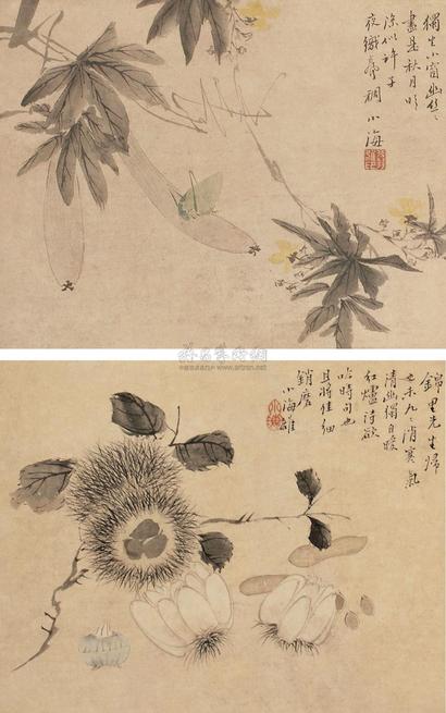 翁小海 花卉双挖 立轴