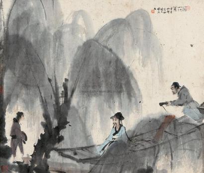 傅抱石 1944年作 还庄图 横幅