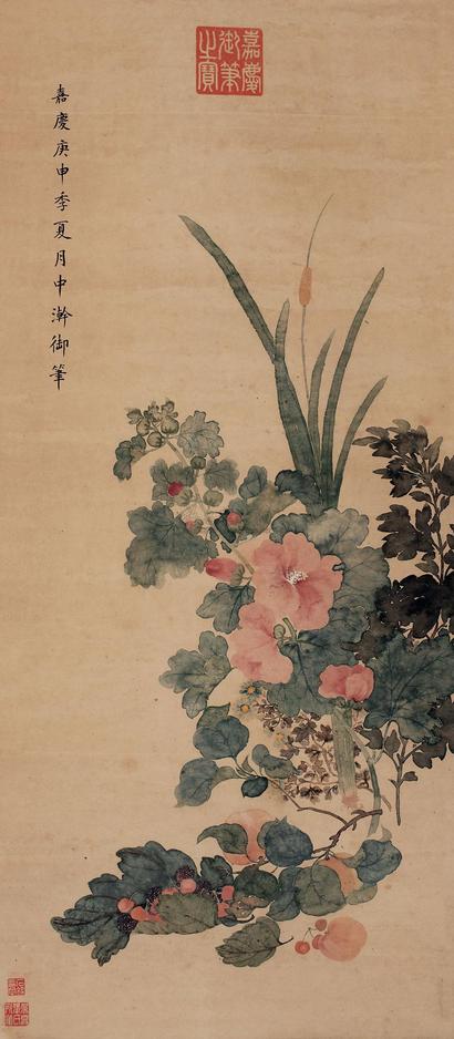 嘉庆帝 御笔花卉 立轴