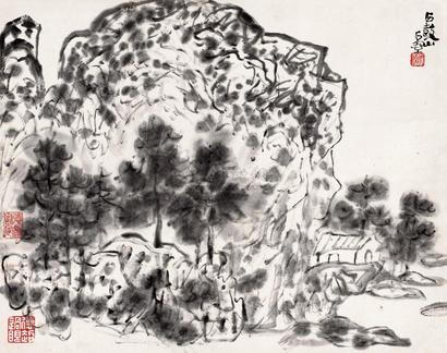 陈子庄 石鼓山 镜心