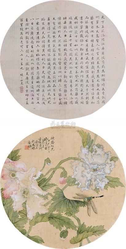 俞沧 纤纤女史 花荫蜻蜓 团扇