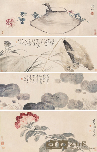 边寿民 花卉 手卷 25×70cm×4