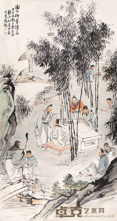包栋 竹林七贤 立轴 178×95cm