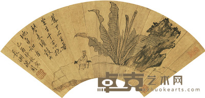 沈周 蕉荫琴思 扇面 18×48cm