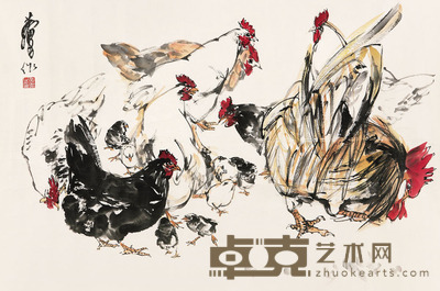 黄胄 群鸡图 镜心 46×69cm