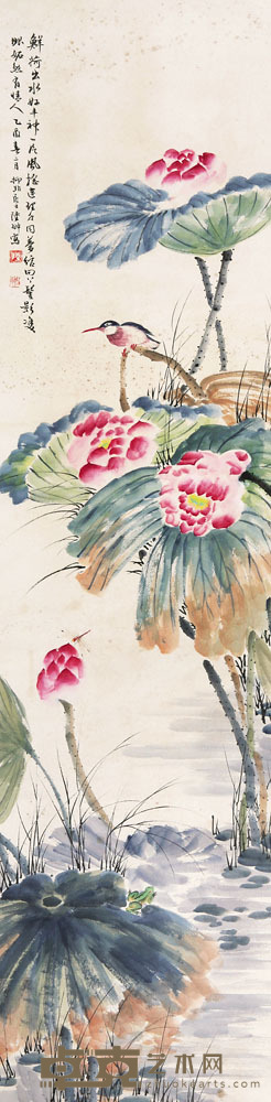 陆抑非 1945年作 出水丰神 立轴 135×33cm