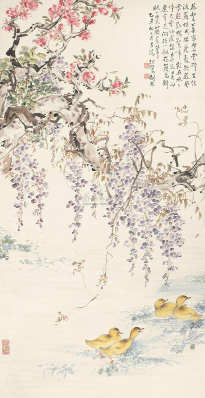 胡汀鹭 1925年作 花鸟 镜心