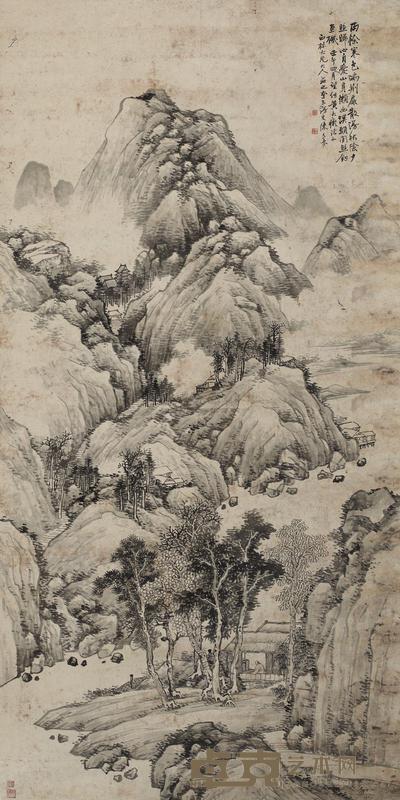 陈允升 1882年作 山水 立轴 240×120cm