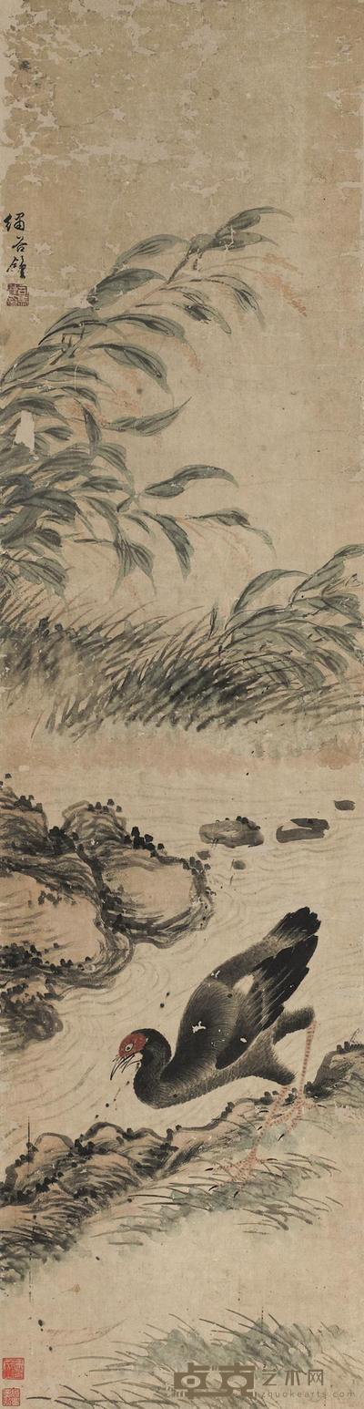 司马钟 花鸟 立轴 125×32cm