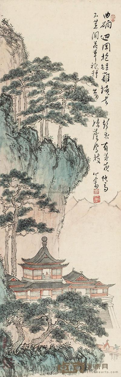 溥儒 仙山楼阁 立轴 100×32cm