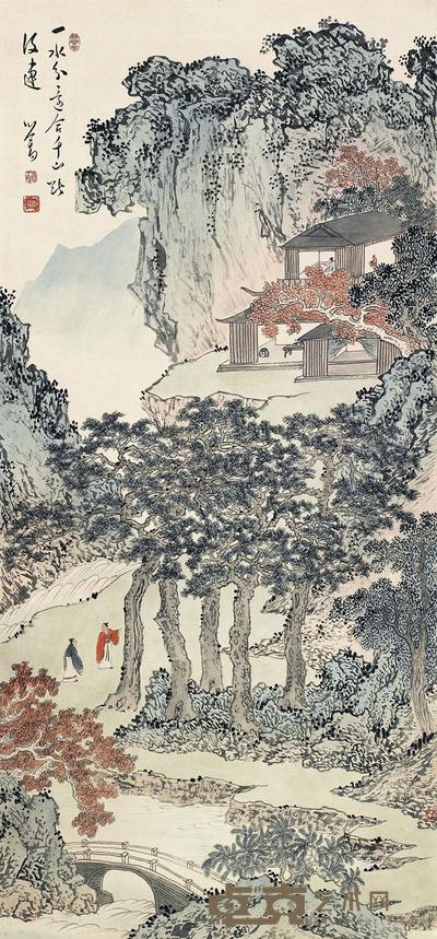 溥儒 一水分还合 立轴 105×49cm