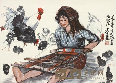 黄胄 耕织图 镜框 51×72cm