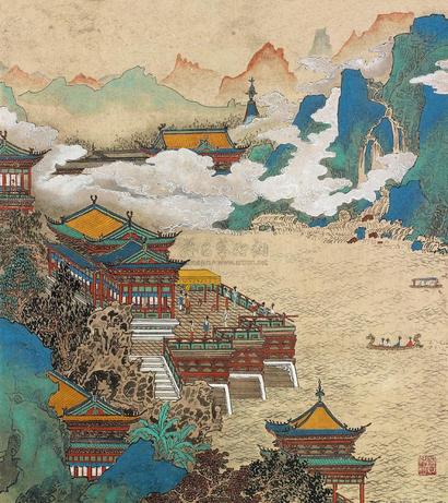 黄秋园 宴乐图 立轴