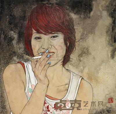 于理 红发女孩 镜框 36×36cm