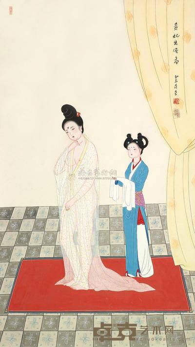 潘絜兹 贵妃出浴 镜框 130×66cm