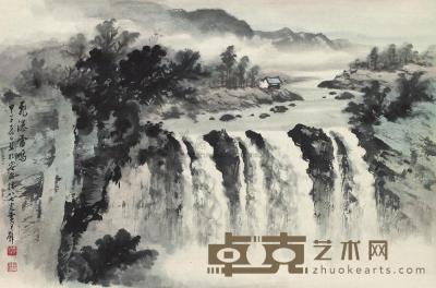 黄君璧 1984年作 飞瀑 镜框 40×60cm