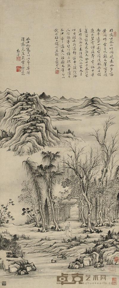 黎简 1793年作 山水 立轴 117×49cm