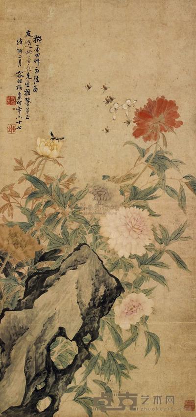 容祖椿 1928年作 蜂拥富贵 立轴 91×43cm