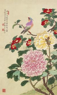 李凤公 1954年作 花鸟 立轴