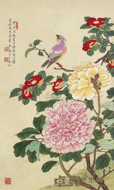 李凤公 1954年作 花鸟 立轴 56×34cm